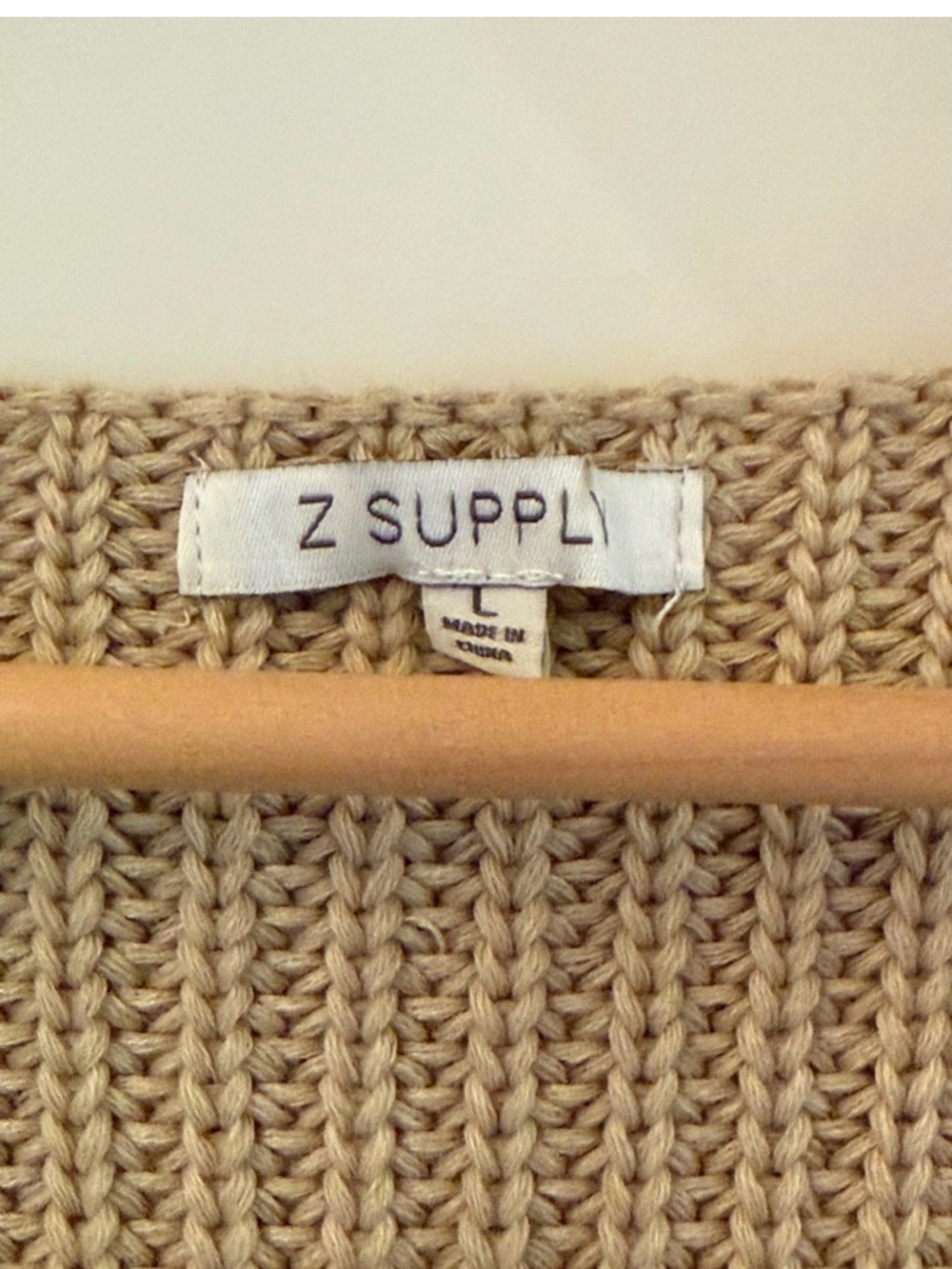Z SUPPLY Prim Cropped Knit Sweater Tan Light Brown Short Sleeve Large Excellent - Picture 4 of 6